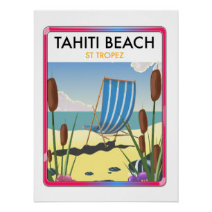 Póster Playa Tahití st tropez