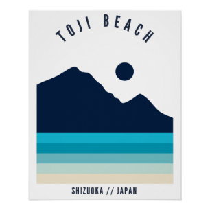 Póster Playa Toji Shizuoka Japón Retro Vintage