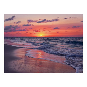 Póster Playa Tropical Bahamas Sunset Paradise