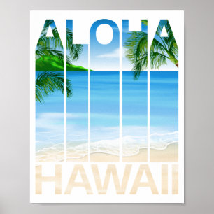 Póster Playa Tropical de Aloha Hawaii