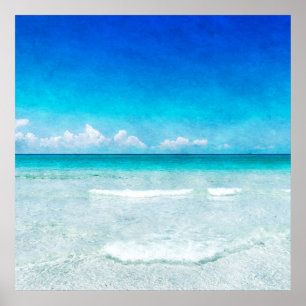 Póster Playa tropical en el Verde azulado Aqua Turquoise 