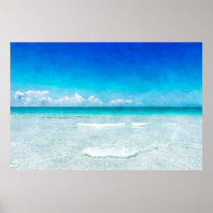 Póster Playa tropical en el Verde azulado Aqua Turquoise 