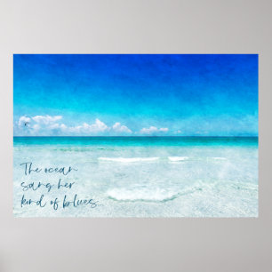 Póster Playa tropical en Verde azulado Aqua Turquoise Blu