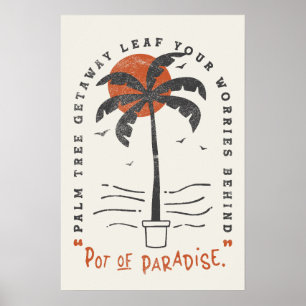 Póster Playa Tropical Palm Tree Vibes Sol Verano Retro