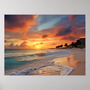Póster Playa Tropical Sunset