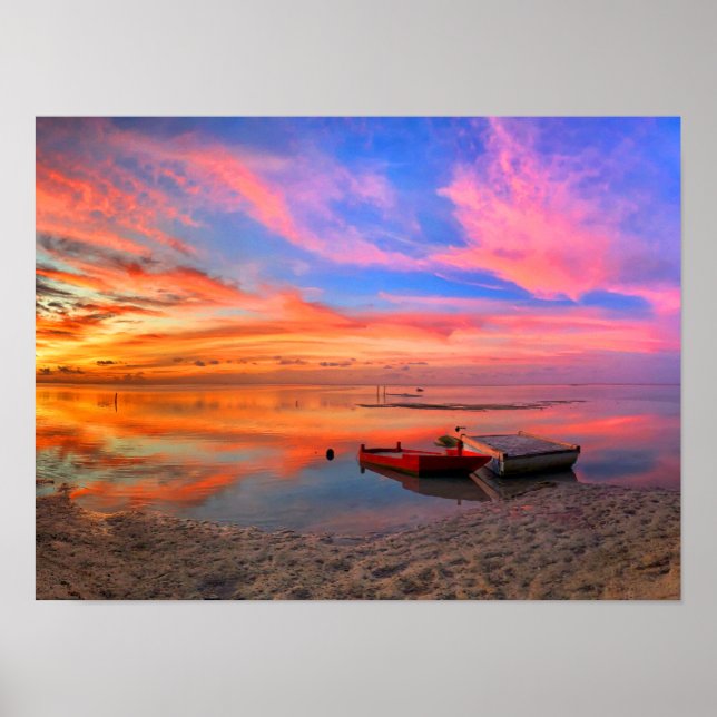 Póster Playa Tropical Sunset Ocean (Frente)