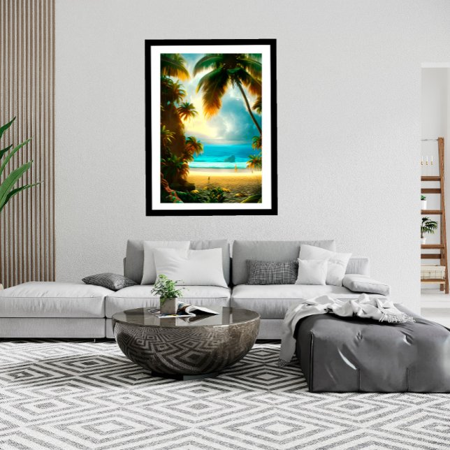 Póster Playa tropical verde azulada palmeras de agua herm (Subido por el creador)