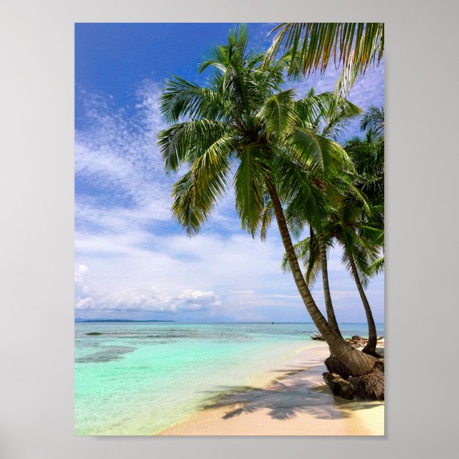 Póster Playa Tropical Water Palm Tree Island (Frente)