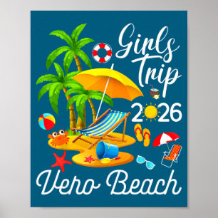 Póster playa vero florida verano tropical chicas viaje 20