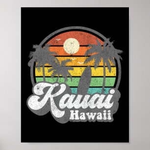 Póster Playa Vintage Kauai Hawaii Surf Surfing Hawaiano 7