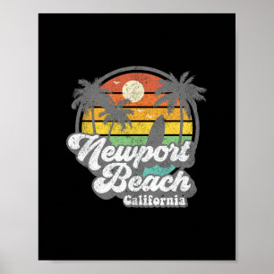 Póster Playa Vintage Newport Beach California Ca Retro 