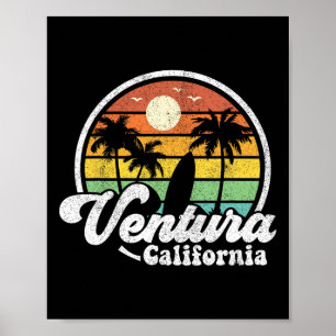 Póster Playa Vintage Ventura California Ca Surf Retro 