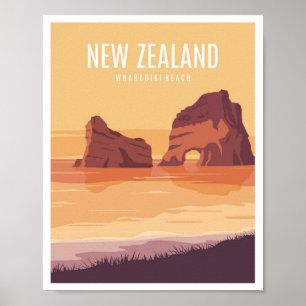 Póster Playa Wharariki Nueva Zelanda