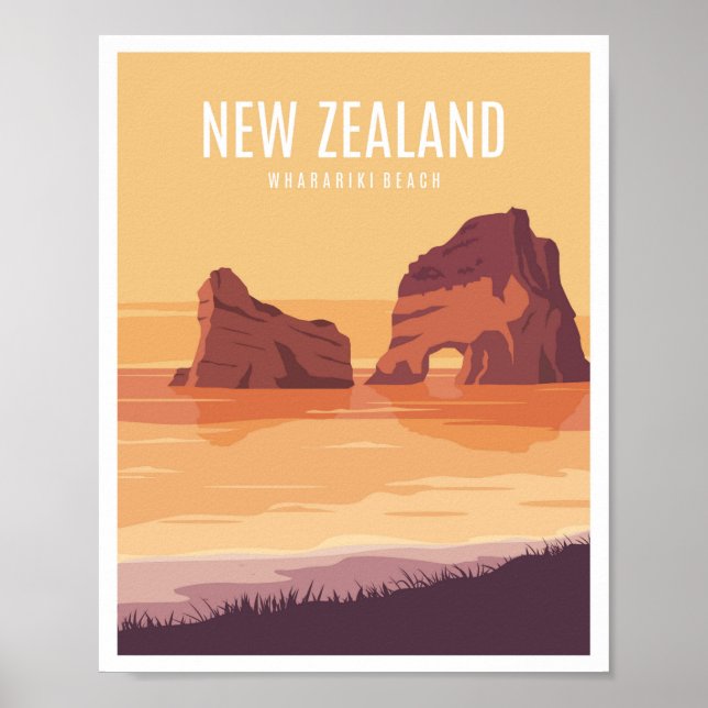 Póster Playa Wharariki Nueva Zelanda (Frente)