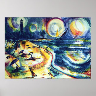 Póster Playa y faro 3