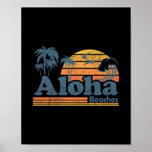 Póster Playas Aloha Hawái Playa Vintage Surf Retro H