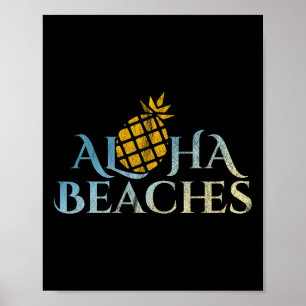 Póster Playas Aloha Hawái Surfing Piña Fiesta Sol S