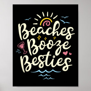 Póster Playas Booze Besties Verano Mejor Amigo Chicas Tri