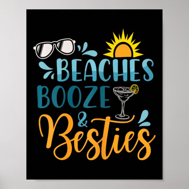Póster Playas Booze Y Bestis Funny Beach Lover Summer (Frente)