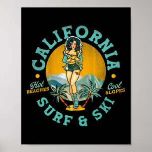 Póster Playas Calientes De California Surf And Ski, Pendi