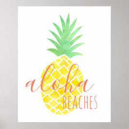 Póster Playas Cute Hawaianas de Pineapple Aloha