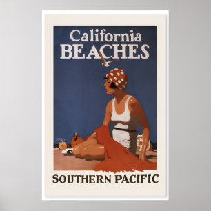 Póster Playas de California de los años 20 - Estilo de vi