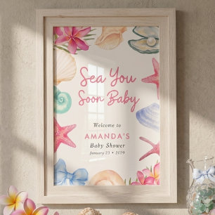Póster Playas de caracoles Te veo pronto Baby Shower