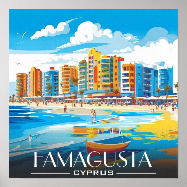 Póster Playas de Famagusta, recorriendo Chipre (Frente)