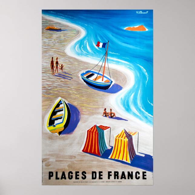 Póster Playas de Francia Viajes (Frente)
