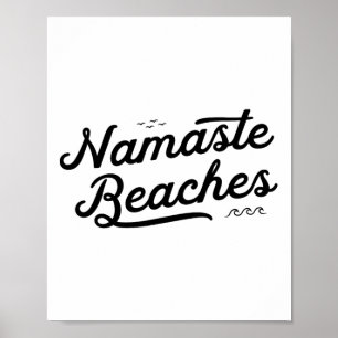 Póster Playas de Namaste Cute Graciosas Olas De Yoga En V
