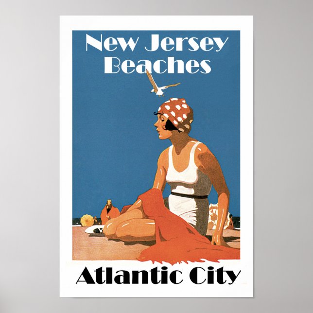 Póster Playas de Nueva Jersey ~ Atlantic City (Frente)