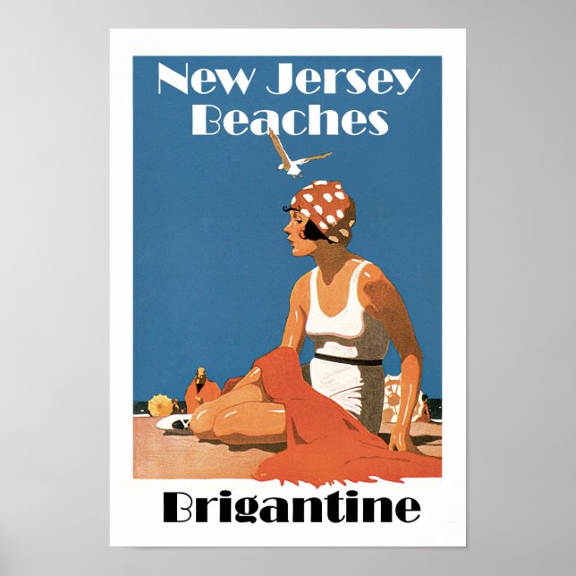 Póster Playas de Nueva Jersey ~ Brigantine (Frente)