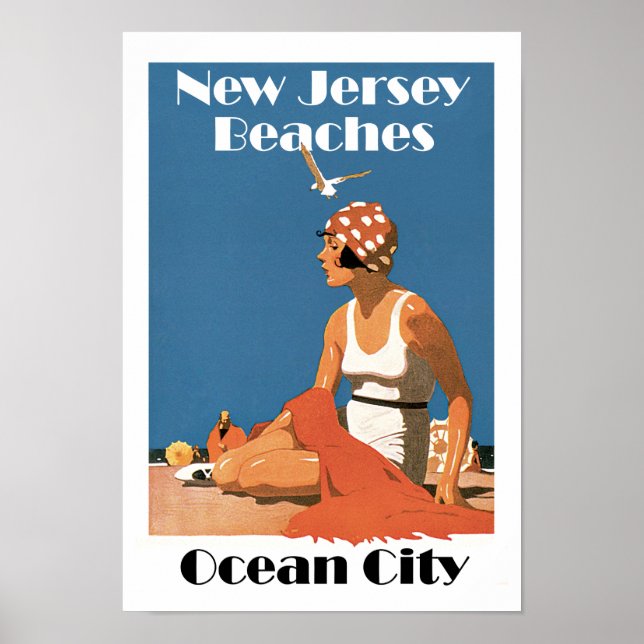 Póster Playas de Nueva Jersey ~ Ciudad del Océano (Frente)
