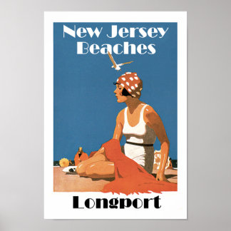 Póster Playas de Nueva Jersey ~ Longport