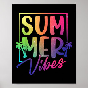Póster Playas De Palmeras Tropicales Retro De Verano