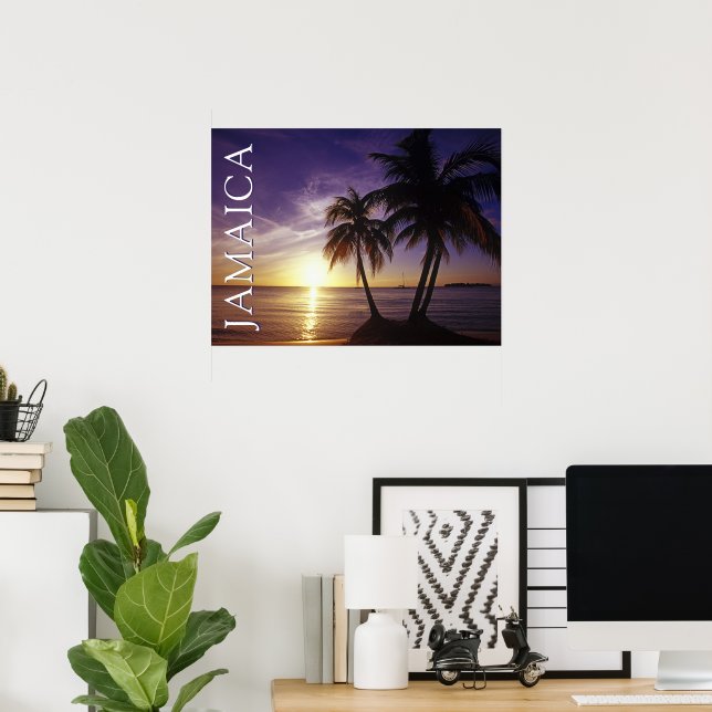 Póster Playas en Negril Jamaica (Oficina en casa)