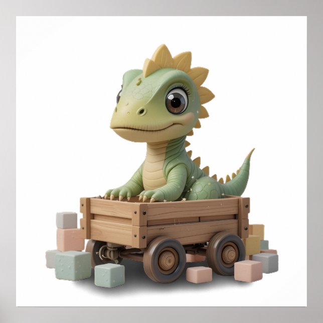 Póster Playas para bebés, canvas de dinosaurios - sala pa (Frente)