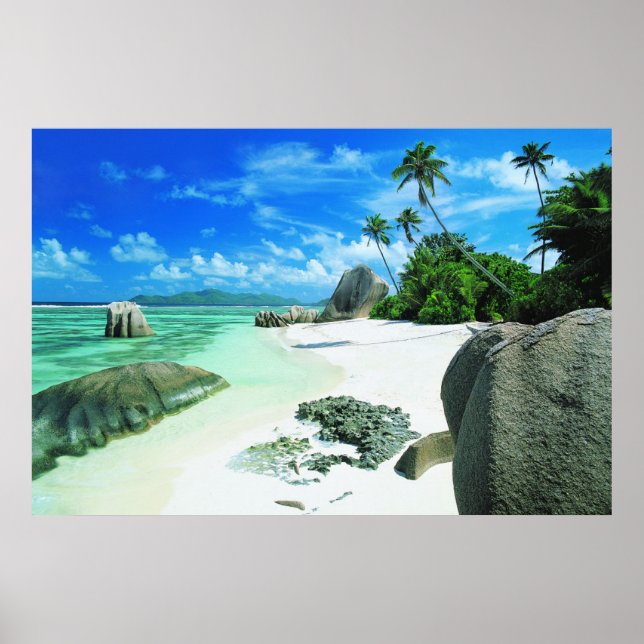 Póster Playas tropicales | Isla de la Digue (Frente)