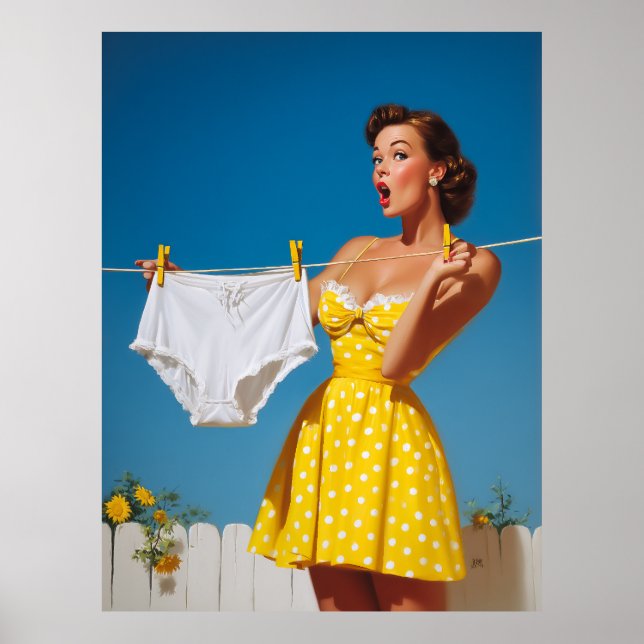 Póster  Playful Retro Laundry Day Surprise (Frente)