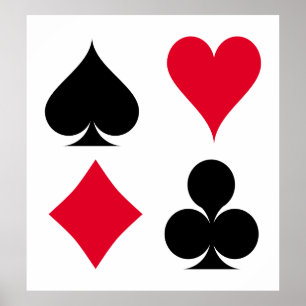 Póster Playing cards symbols pattern