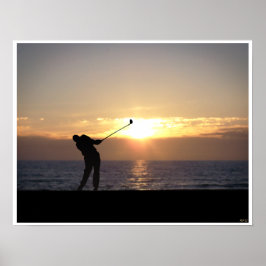 Póster Playing Golf At Sunset