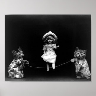 Póster Playtime Cats With Skipping Doll  Harry Frees