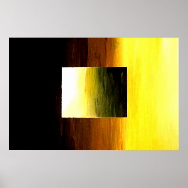 PÓSTER PLAZA AMARILLA DORADA ABSTRACTA EN 3D (Frente)