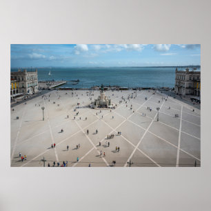 Póster Plaza de Comercio desde arriba en Lisboa, Portugal