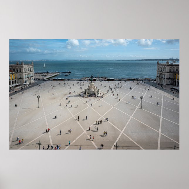 Póster Plaza de Comercio desde arriba en Lisboa, Portugal (Frente)
