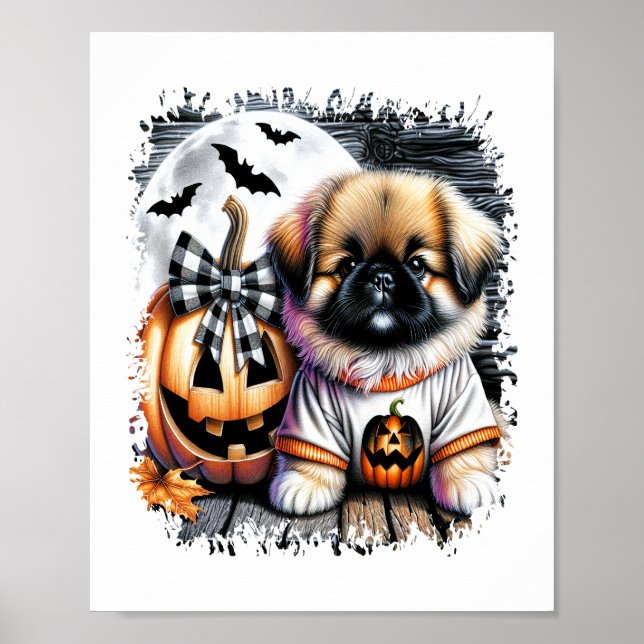 Póster Plaza de Halloween de Perro Pekín (Frente)
