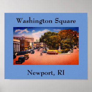 Póster Plaza de Washington Vintage, Newport, Isla Rhode