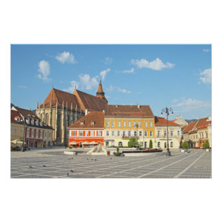 Póster Plaza del Consejo de Brașov, Transilvania, Rumania