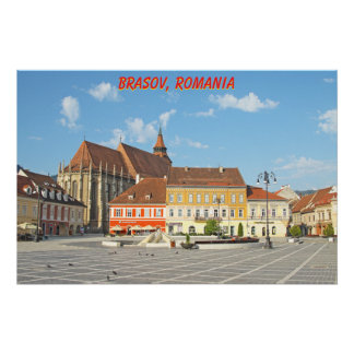Póster Plaza del Consejo de Brașov, Transilvania, Rumania