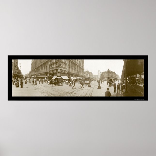Póster Plaza del Herald, foto de NYC 1907 (Frente)